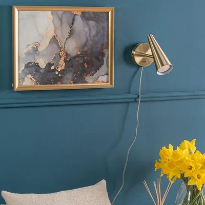 La Redoute Antique Brass Cone Plug In Wall Light