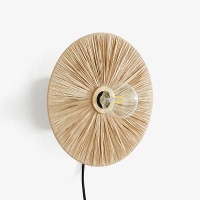 La Redoute Rafita 30cm Diameter Round Raffia Wall Lamp