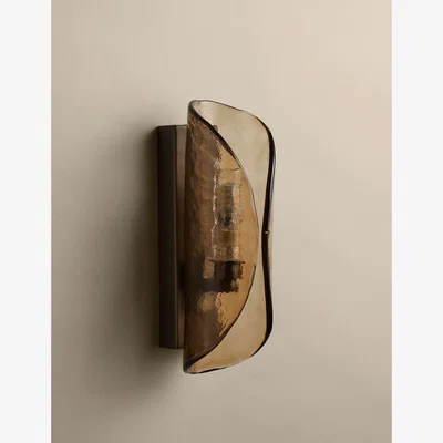 Marks & Spencer M&S Curved Glass Wall Light Antique Brass