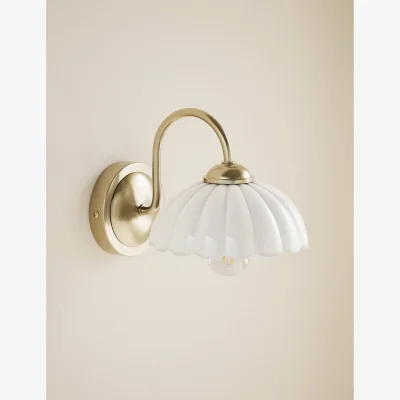 Marks & Spencer M&S Scalloped Glass Shade Wall Light White