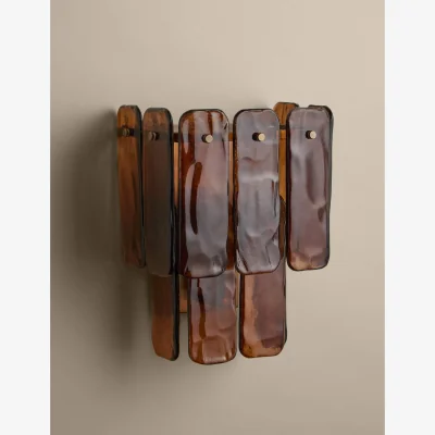 Marks & Spencer M&S Glass 2 Tier Square Wall Light Brown