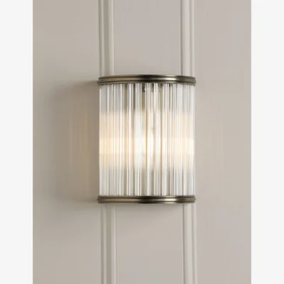 Marks & Spencer Laura Ashley Sutton Metal & Ribbed Glass Wall Light Antique Brass