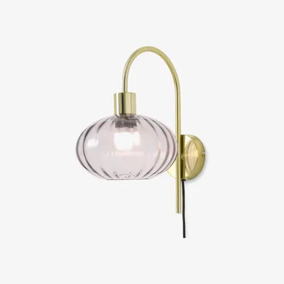 Made.com Tilbury Plug In Wall Light, Pink Glass
