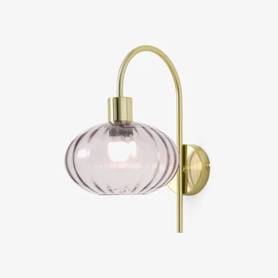 Made.com Tilbury Wall Light, Pink Glass