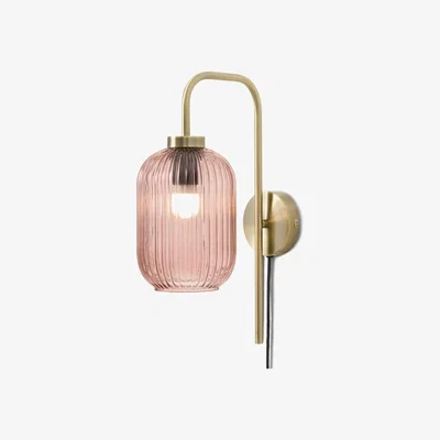 Made.com Briz Plug In Wall Light, Pink Glass & Brushed Brass