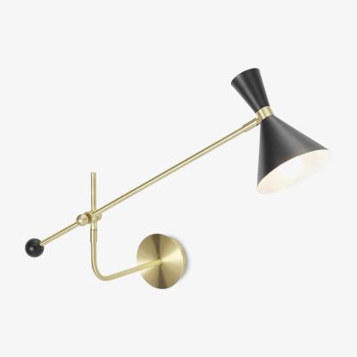 Made.com Axton Swing Arm Wall Lamp, Black & Brushed Brass
