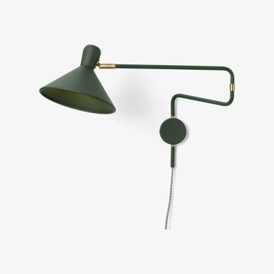 Made.com Ogilvy Swing Arm Wall Lamp, Green & Antique Brass