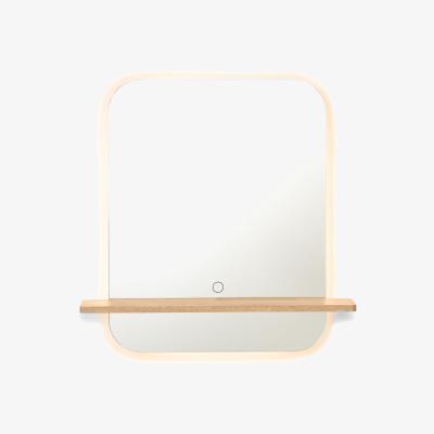 Made.com Cabo Shelf Mirror with LED Light, Natural Wood