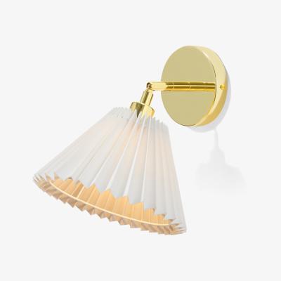 Made.com Gaby Pleated Shade Wall Lamp, Brass & White