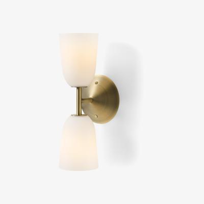 Made.com Lori Double Wall Light, Frosted Glass & Brass