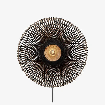 Made in Design Wall light with plug Kalimantan cane & fibres wood Bamboo - Ø 87 cm - GOOD&MOJO