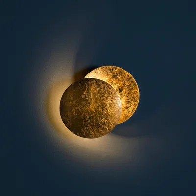 Made in Design Applique Lederam W Wall light - / LED - 2 disks Ø 25 cm by Catellani & Smith Gold/Metal