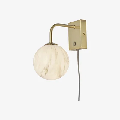 Made in Design Carrara Wall light with plug - / Marble effect glass by It's about Romi White/Gold