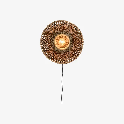 Made in Design Bali Small Wall light with plug - / Bamboo - Ø 44 cm by GOOD&MOJO Natural wood
