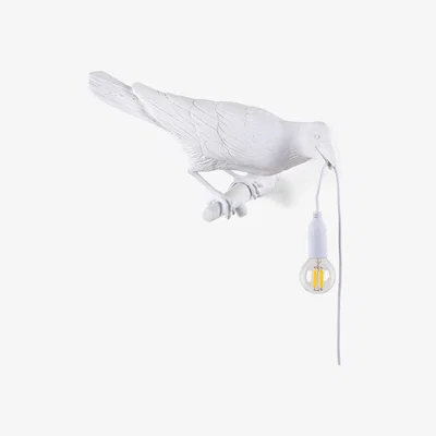 Made in Design Bird Looking Right Wall light with plug - / Outdoor by Seletti White