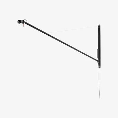 Made in Design Fifty-Fifty Wall light with plug - / LED - Swivel arm / L 187 cm by Hay Black