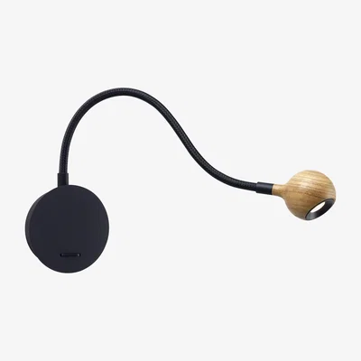 Made in Design N°8 Wall light - Adjustable arm - L 42,5 cm by Marset Black/Natural wood