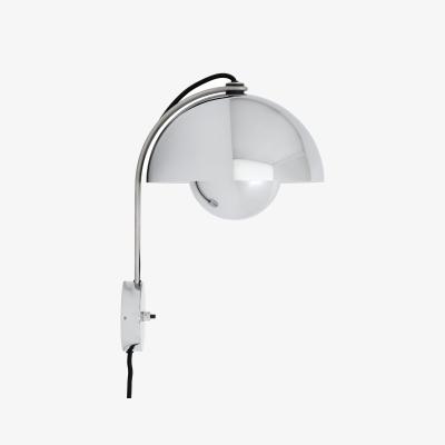 Made in Design Flowerpot VP8 Wall light with plug silver metal / Verner Panton, 1968 - &tradition