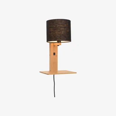 Made in Design Andes Wall light with plug - / Shelf - Linen & bamboo by GOOD&MOJO Black