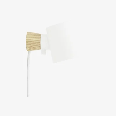 Made in Design Rise Wall light with plug - Rotating / Wood & metal by Normann Copenhagen White/Natural wood