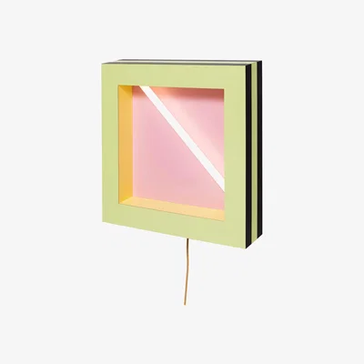 Made in Design Negresco Wall light with plug - / By Martine Bedin, 1981 - 60 x 60 cm by Memphis Milano Pink/Yellow