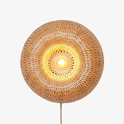 Made in Design Barbados Wall light with plug wood beige / Ø 35 cm - Bamboo - GOOD&MOJO