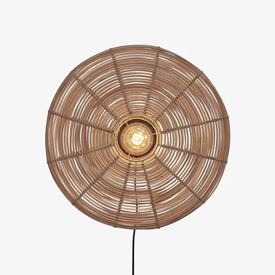 Made in Design Wall light with plug Tanami Disc cane & fibres wood / Rattan / Ø 55 cm - GOOD&MOJO