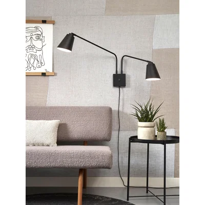 Made in Design Bremen Wall light with plug - / 2 adjustable arms - l 135 cm by It's about Romi Black