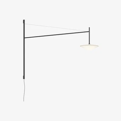 Made in Design Tempo Triangle Wall light with plug - / LED - Swivel arm L 120 cm by Vibia Grey/Black