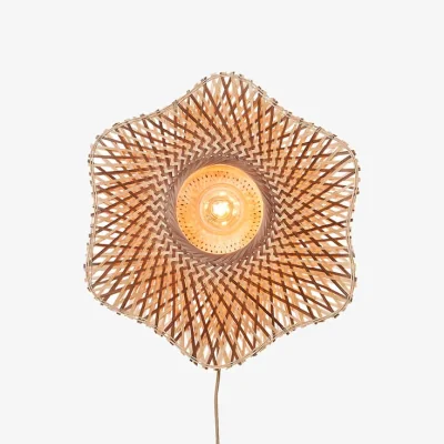 Made in Design Madura Wall light with plug wood beige / Ø 44 cm - Bamboo - GOOD&MOJO