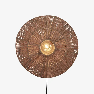 Made in Design Iguazu Wall light with plug cane & fibres beige natural jute / Ø 40 cm - GOOD&MOJO