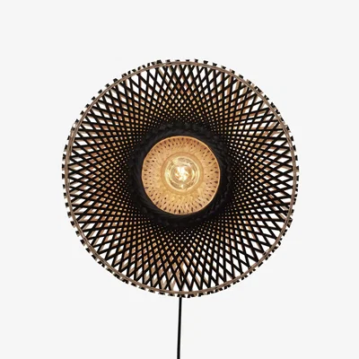 Made in Design Wall light with plug Kalimantan cane & fibres wood Bamboo - Ø 44 cm - GOOD&MOJO