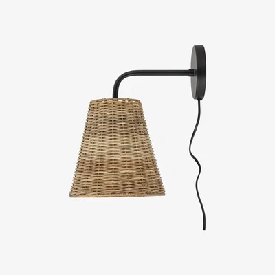 Made in Design Thed Wall light with plug - / Rattan by Bloomingville Black/Beige
