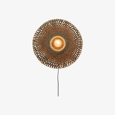 Made in Design Bali Medium Wall light with plug - / Bamboo - Ø 60 cm by GOOD&MOJO Natural wood