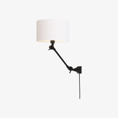 Made in Design Amsterdam Small Wall light with plug - / Fabric lampshade - L 60 cm by It's about Romi White/Black