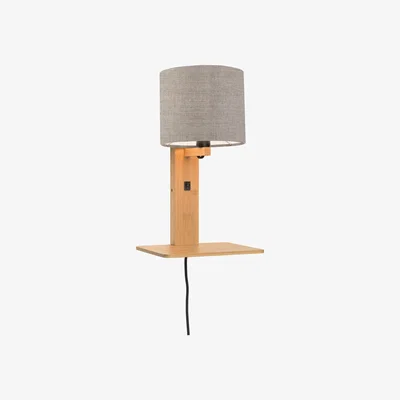 Made in Design Andes Wall light with plug - / Shelf - Linen & bamboo by GOOD&MOJO Beige