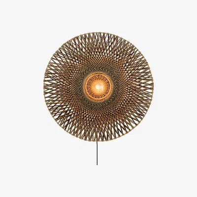 Made in Design Bali Large Wall light with plug - / Bamboo - Ø 87 cm by GOOD&MOJO Natural wood