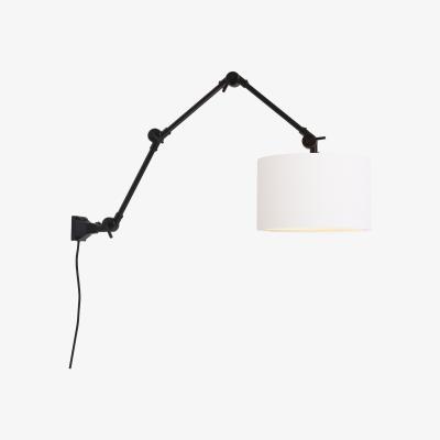 Made in Design Amsterdam Large Wall light with plug - / Fabric lampshade - L 100 cm by It's about Romi White/Black