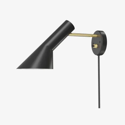 Made in Design AJ Wall light with plug metal black / Orientable - Arne Jacobsen, 1957 - Louis Poulsen
