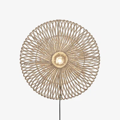 Made in Design Wall light with plug Zanzibar Flat cane & fibres wood / Rattan / Ø 55 cm - GOOD&MOJO