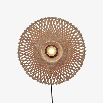 Made in Design Wall light with plug Kalimantan cane & fibres wood Bamboo - Ø 30 cm - GOOD&MOJO
