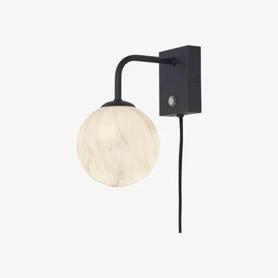Made in Design Carrara Wall light with plug - / Marble effect glass by It's about Romi White/Black