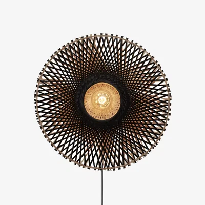 Made in Design Wall light with plug Kalimantan cane & fibres wood Bamboo - Ø 60 cm - GOOD&MOJO