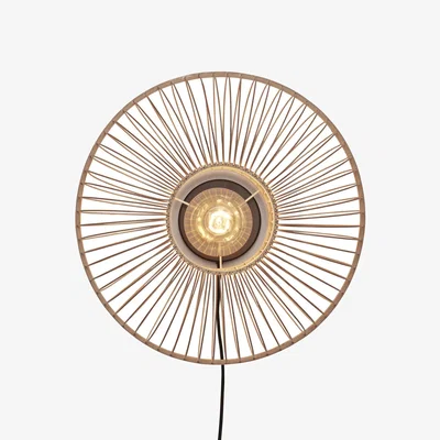 Made in Design Wall light with plug Hokkaido cane & fibres wood natural bamboo / Ø 38 cm - GOOD&MOJO