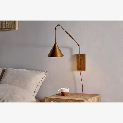Nkuku Nkuku Thottam Swing Arm Wall Lamp | Lights | Antique Brass