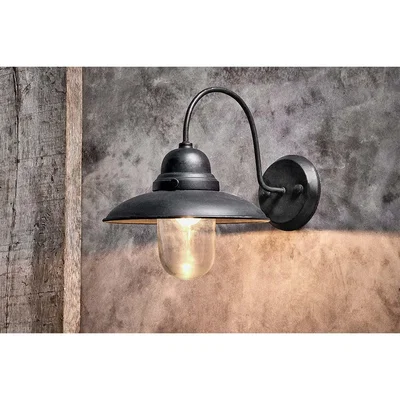 Nkuku Nkuku Phena Outdoor Swan Neck Metal Wall Lamp | Lighting | Antique Black