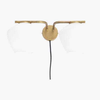 Nordic Nest Konsthantverk DK 2-Low wall lamp Raw brass/ white