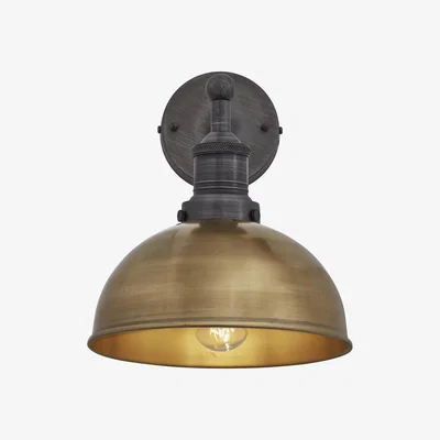 Olivia's Industville Brooklyn Dome Wall Light - 8 Inch - Pewter / Pewter