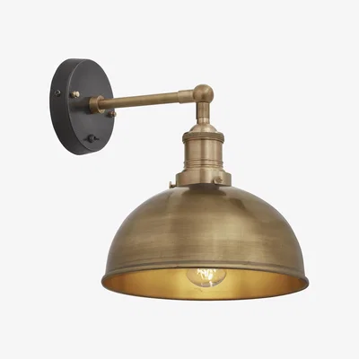 Olivia's Industville Brooklyn Dome Wall Light - 8 Inch - Brass / Brass