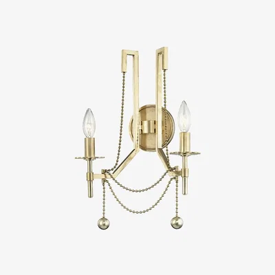 Olivia's Hudson Valley Lighting Zariah Brass 2 Light Wall Sconce